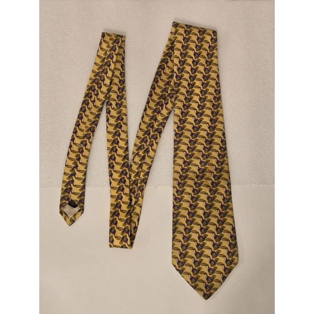 Paul Frederick All Silk Necktie Pelican Bird Yellow 58